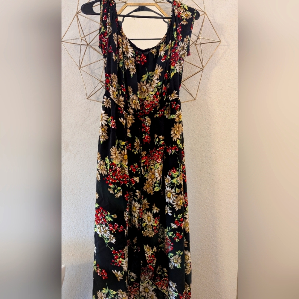XXL Biubiu Floral Off Shoulder Maxi Hidden Romper with pockets